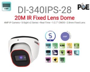 מצלמת כיפה עם מיקרופון מובנה Provision IP 4MP 2.8 DI-340IPS-28